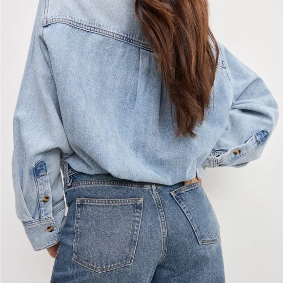 NWT | Good American Denim Shirt Jumpsuit | SZ 3/L - Picture 3 of 6